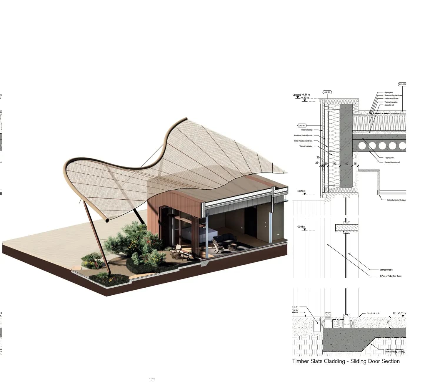 Shura Links Golf Clubhouse — Clubhouse soffit materiality — 1