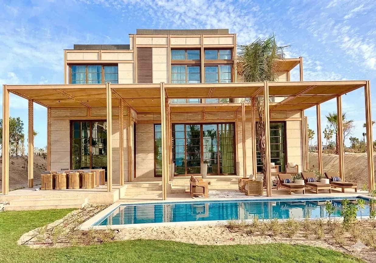 Laheq Sales Villa, Red Sea — façade executed from the Noble BIM model